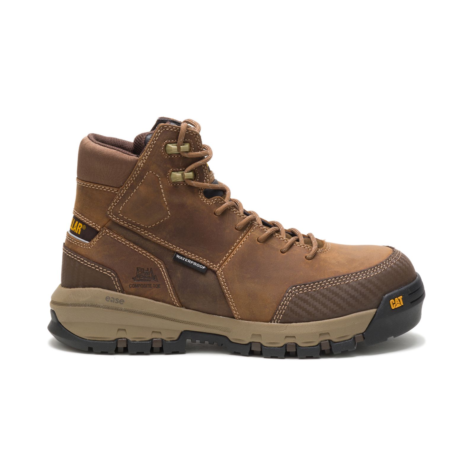 Caterpillar Men's Device Waterproof Composite Toe Work Boots Dark Beige CAT-6193